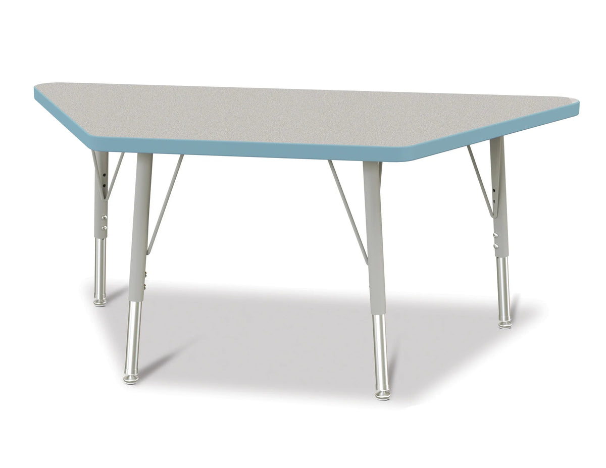Berries® Trapezoid Activity Tables - 24" X 48", E-height - Freckled Gray/Coastal Blue/Gray