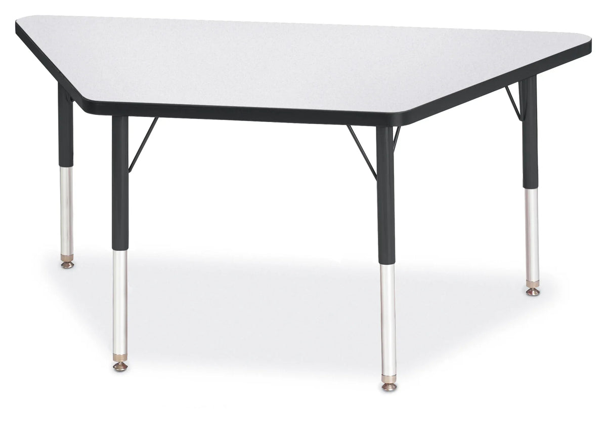 Berries® Trapezoid Activity Tables - 24" X 48", E-height - Freckled Gray/Black/Black