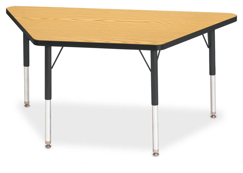 Berries® Trapezoid Activity Tables - 24" X 48", E-height - Oak/Black/Black