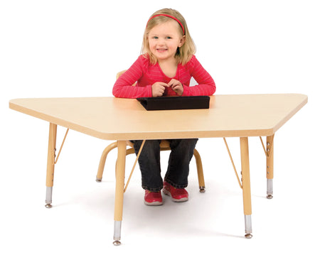 Berries® Trapezoid Activity Tables - 24" X 48", E-height - Maple/Maple/Camel