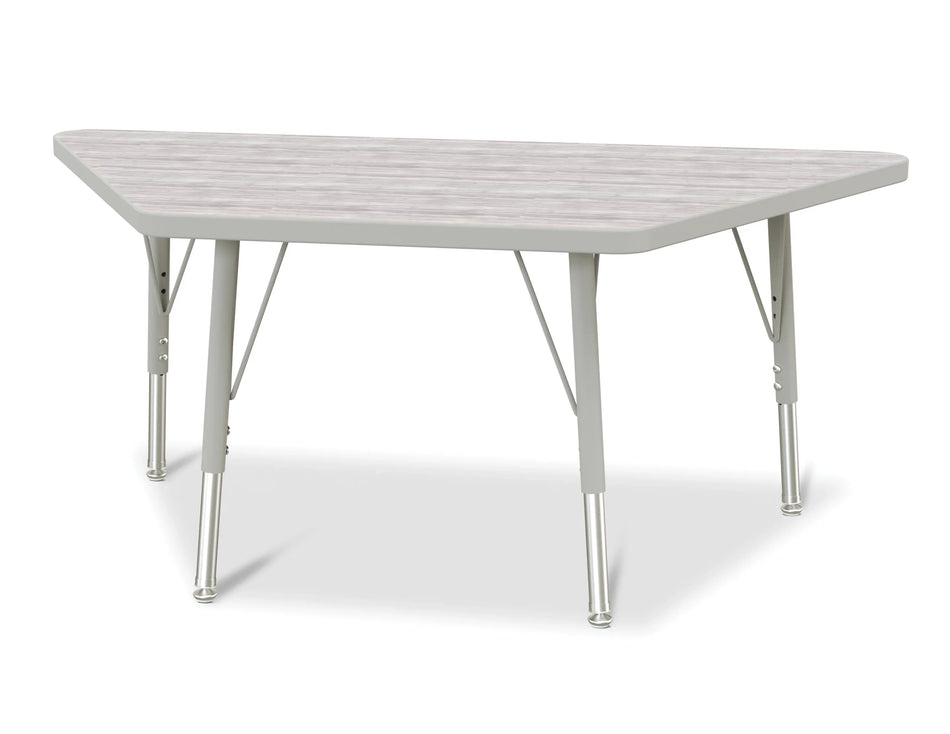 Berries® Trapezoid Activity Table - 24" X 48", E-height - Driftwood Gray/Gray/Gray