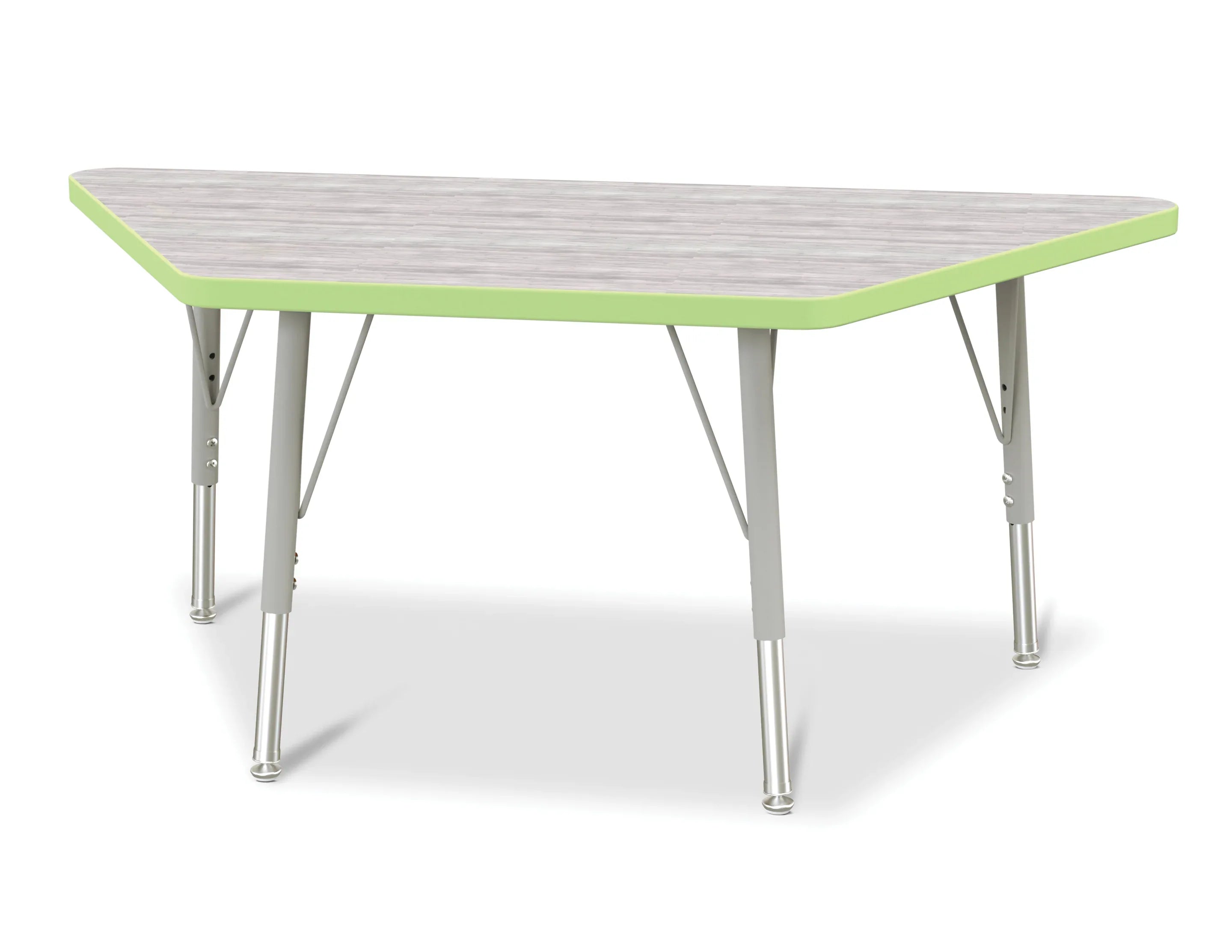 Berries® Trapezoid Activity Table - 24" X 48", E-height - Driftwood Gray/Key Lime/Gray