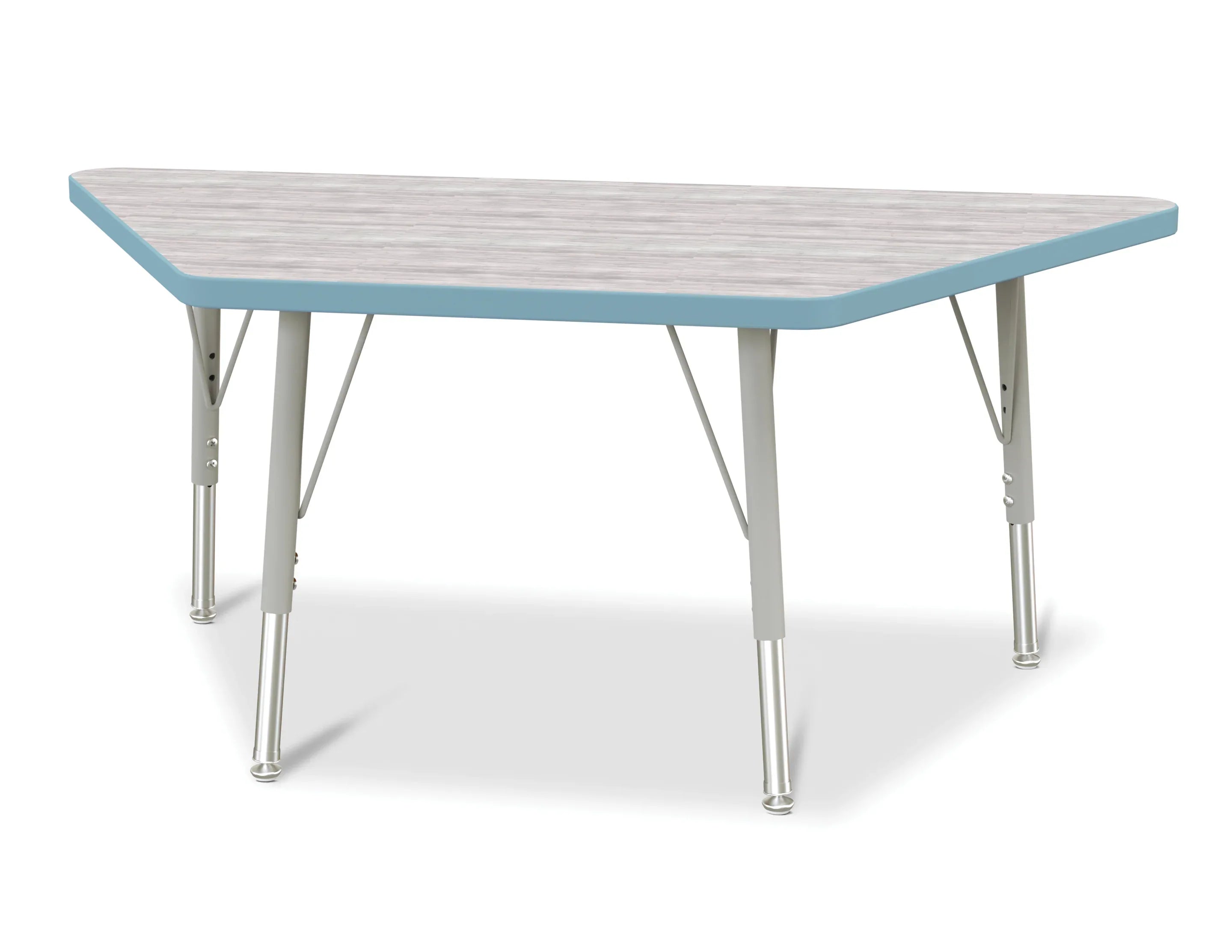 Berries® Trapezoid Activity Table - 24" X 48", E-height - Driftwood Gray/Coastal Blue/Gray