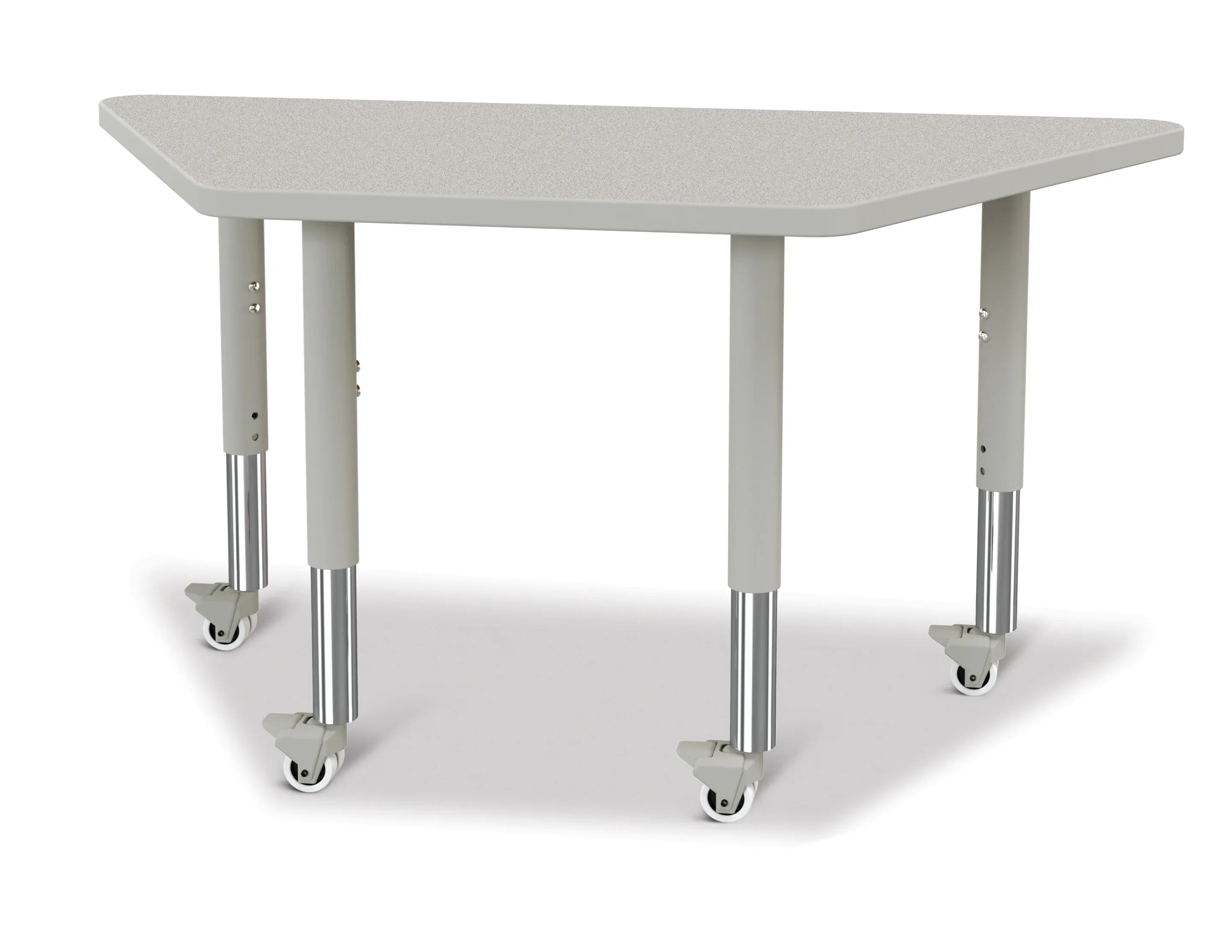 Berries® Trapezoid Activity Tables - 24" X 48", Mobile - Freckled Gray/Gray/Gray
