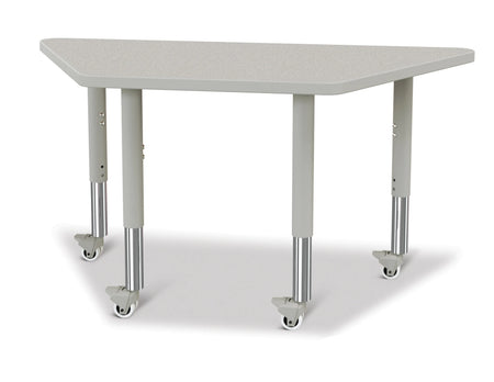 Berries® Trapezoid Activity Tables - 24" X 48", Mobile - Freckled Gray/Gray/Gray