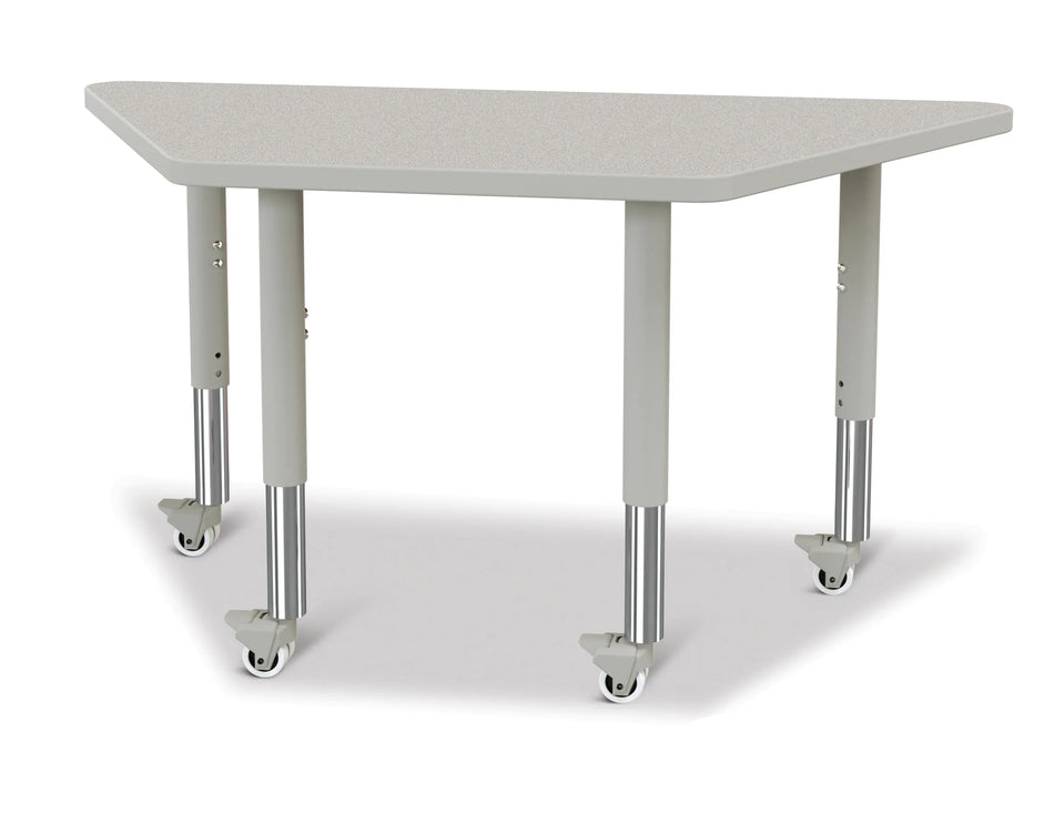 Berries® Trapezoid Activity Tables - 24" X 48", Mobile - Freckled Gray/Gray/Gray