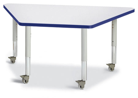 Berries® Trapezoid Activity Tables - 24" X 48", Mobile - Freckled Gray/Blue/Gray