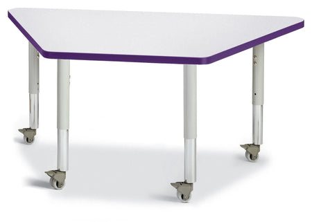Berries® Trapezoid Activity Tables - 24" X 48", Mobile - Freckled Gray/Purple/Gray