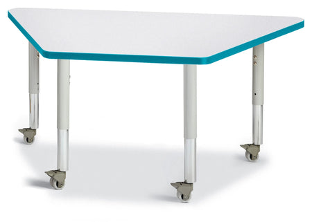 Berries® Trapezoid Activity Tables - 24" X 48", Mobile - Freckled Gray/Teal/Gray