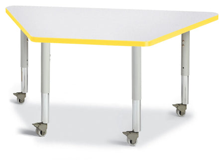Berries® Trapezoid Activity Tables - 24" X 48", Mobile - Freckled Gray/Yellow/Gray