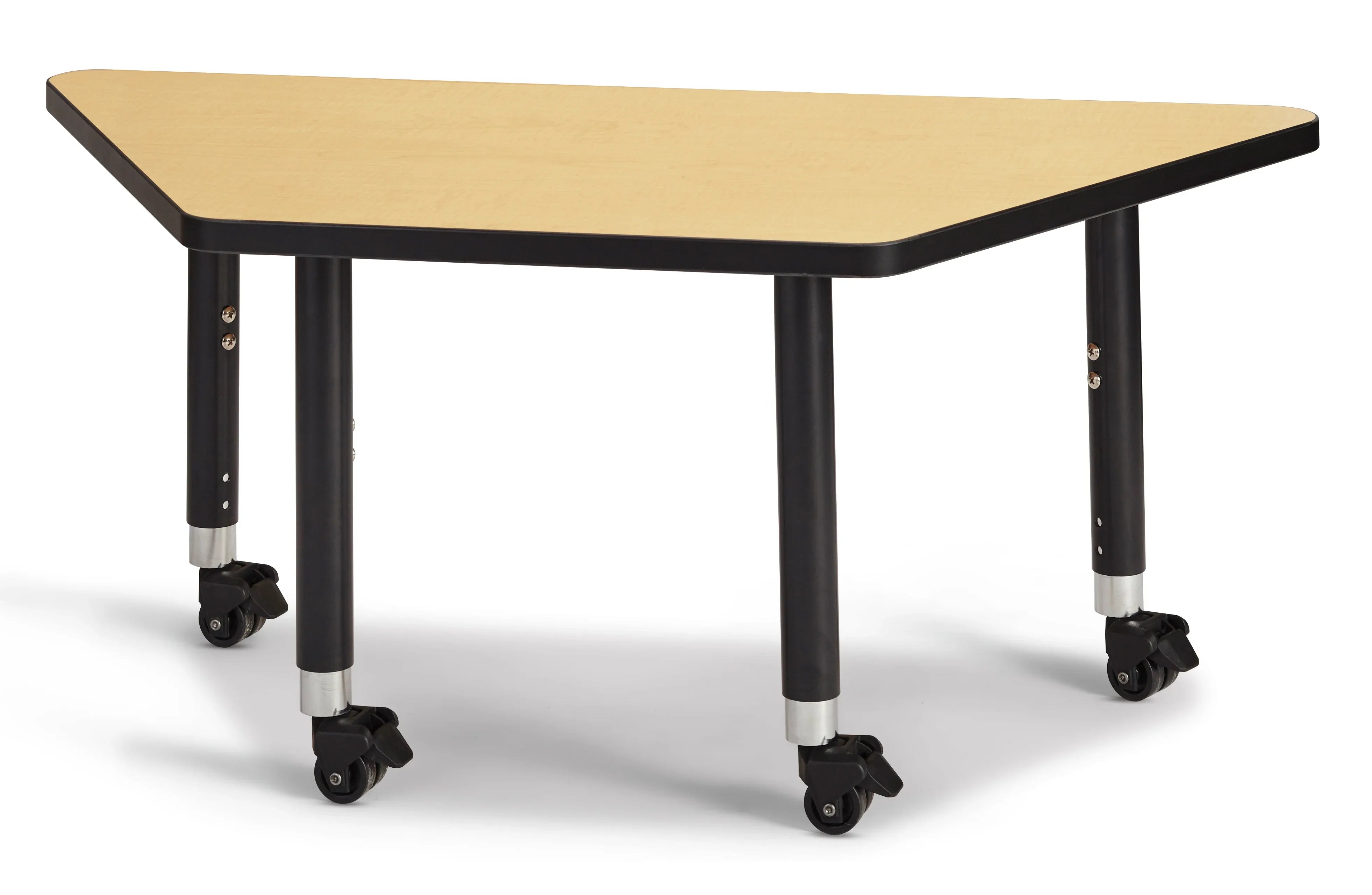 Berries® Trapezoid Activity Tables - 24" X 48", Mobile - Maple/Black/Black