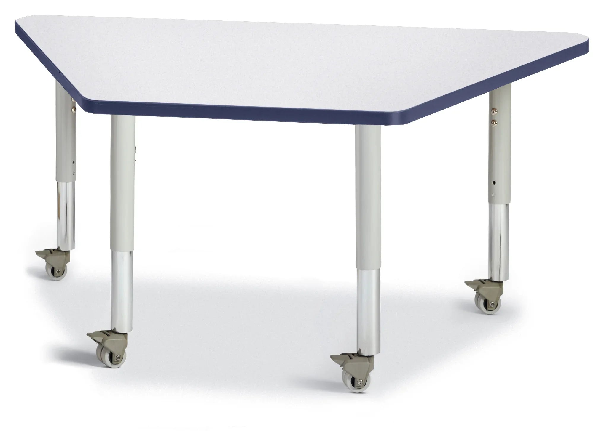 Berries® Trapezoid Activity Tables - 24" X 48", Mobile - Freckled Gray/Navy/Gray