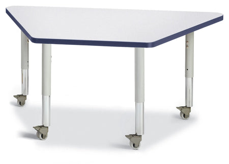 Berries® Trapezoid Activity Tables - 24" X 48", Mobile - Freckled Gray/Navy/Gray
