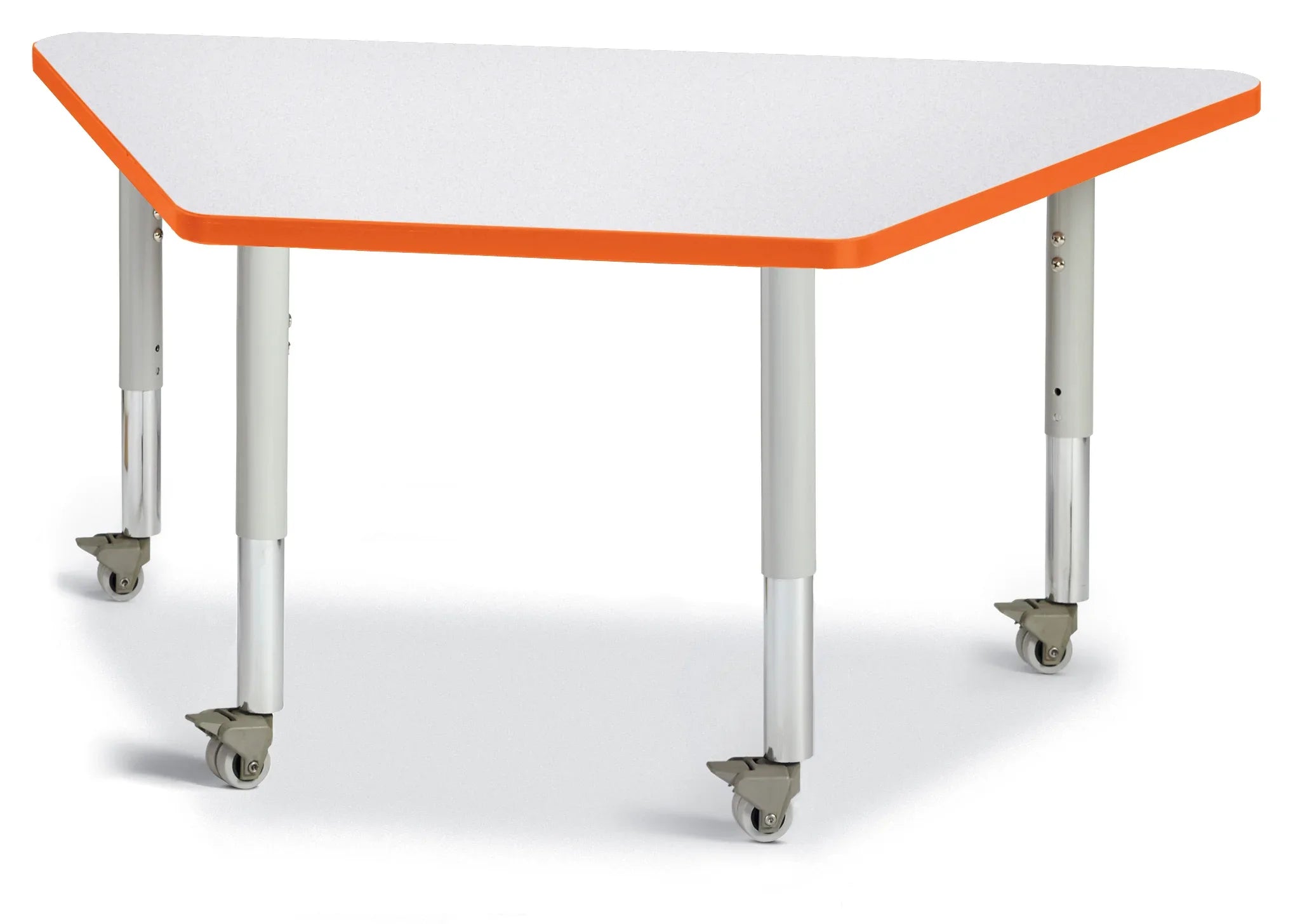Berries® Trapezoid Activity Tables - 24" X 48", Mobile - Freckled Gray/Orange/Gray