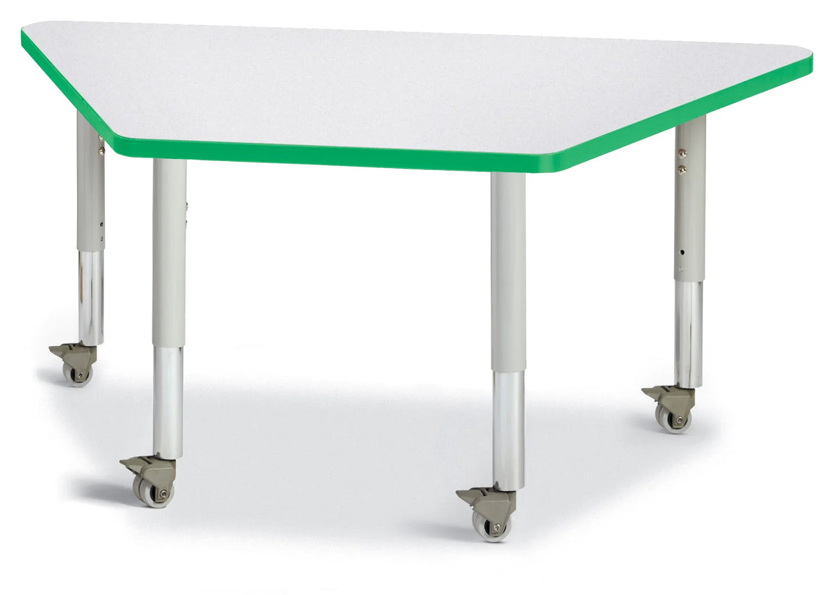 Berries® Trapezoid Activity Tables - 24" X 48", Mobile - Freckled Gray/Green/Gray