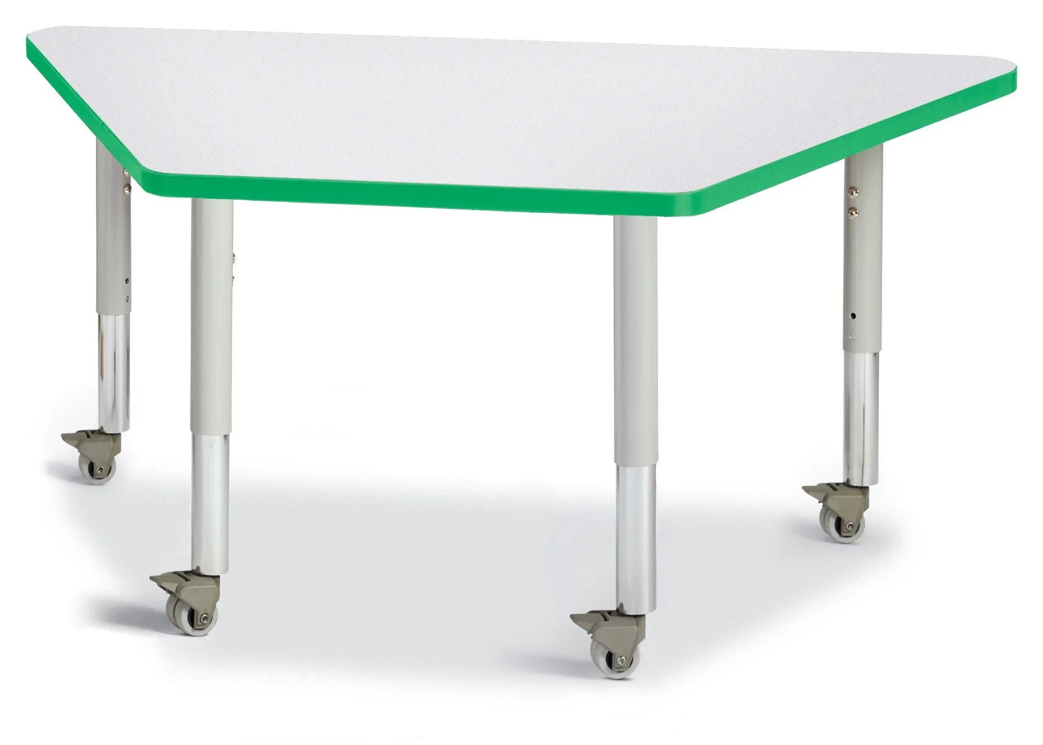 Berries® Trapezoid Activity Tables - 24" X 48", Mobile - Freckled Gray/Green/Gray