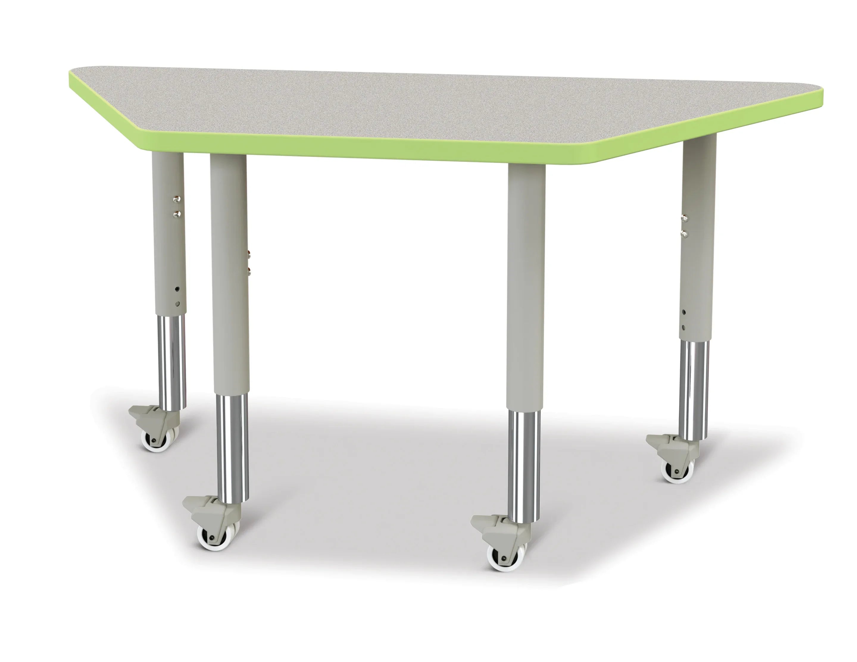 Berries® Trapezoid Activity Tables - 24" X 48", Mobile - Freckled Gray/Key Lime/Gray
