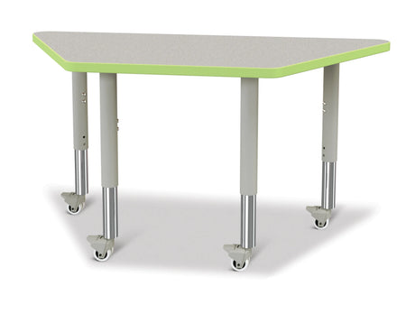 Berries® Trapezoid Activity Tables - 24" X 48", Mobile - Freckled Gray/Key Lime/Gray