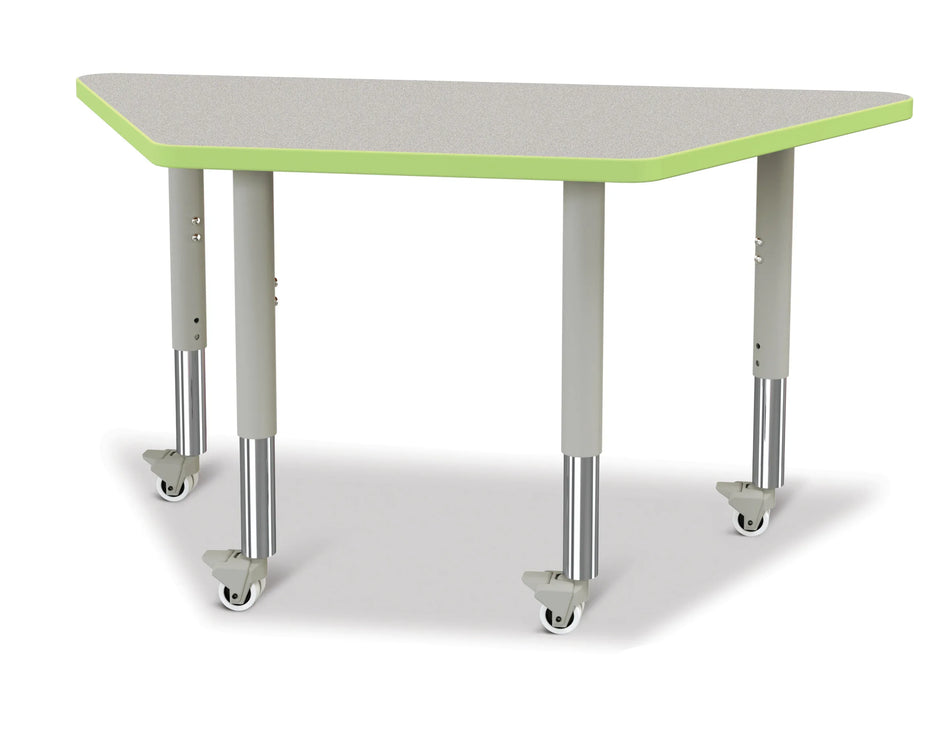 Berries® Trapezoid Activity Tables - 24" X 48", Mobile - Freckled Gray/Key Lime/Gray