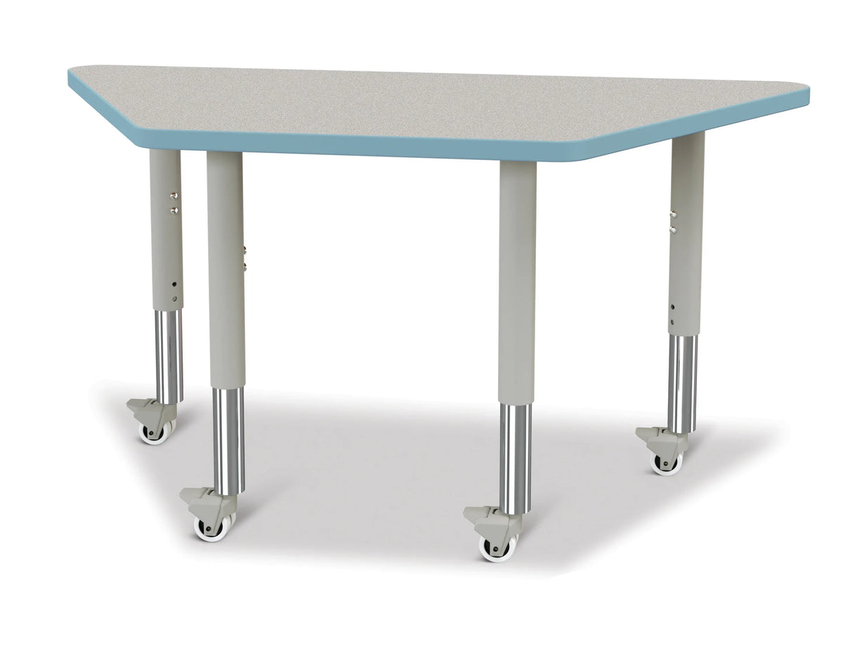 Berries® Trapezoid Activity Tables - 24" X 48", Mobile - Freckled Gray/Coastal Blue/Gray