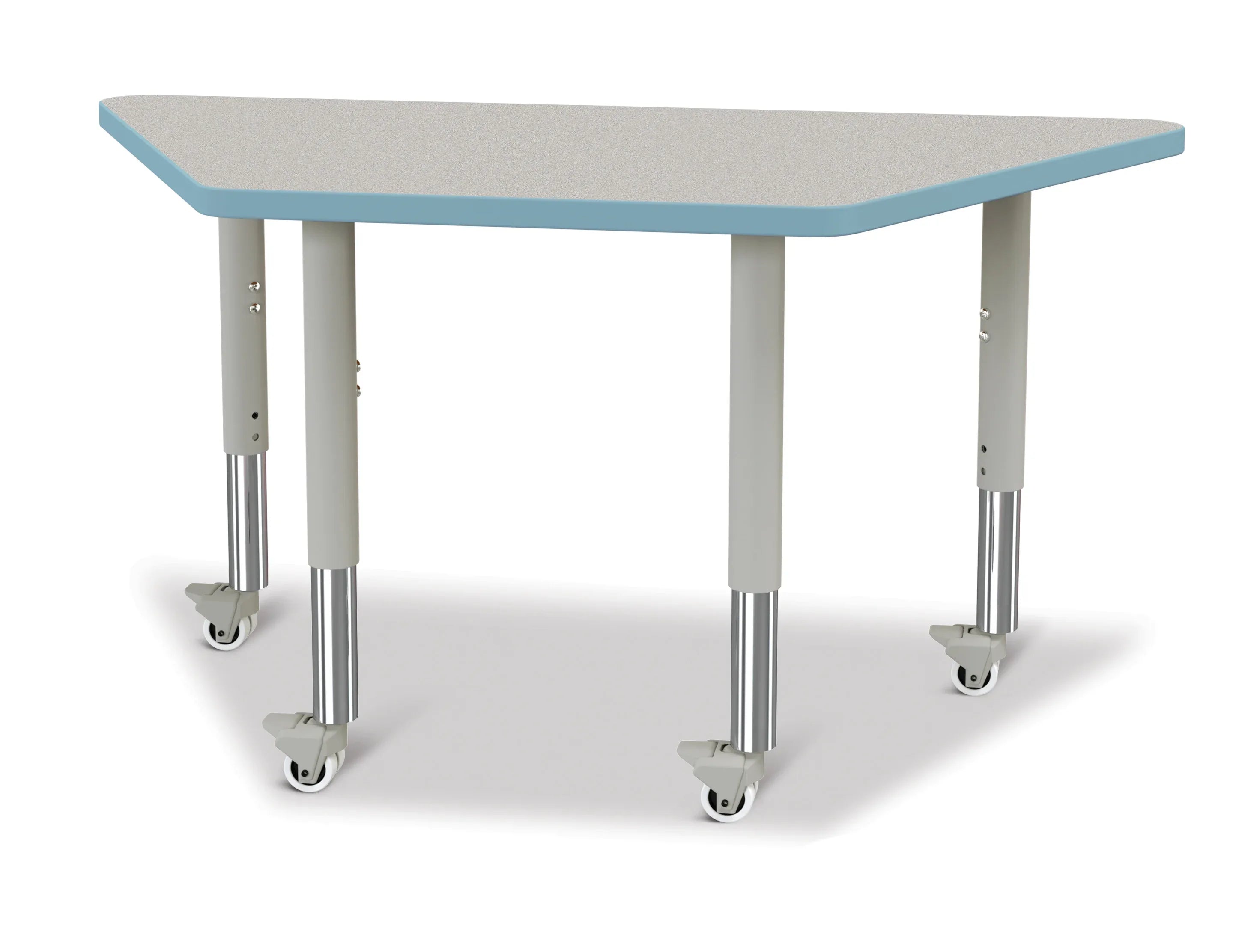 Berries® Trapezoid Activity Tables - 24" X 48", Mobile - Freckled Gray/Coastal Blue/Gray