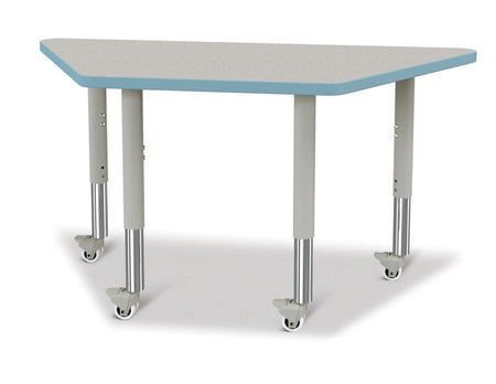 Berries® Trapezoid Activity Tables - 24" X 48", Mobile - Freckled Gray/Coastal Blue/Gray