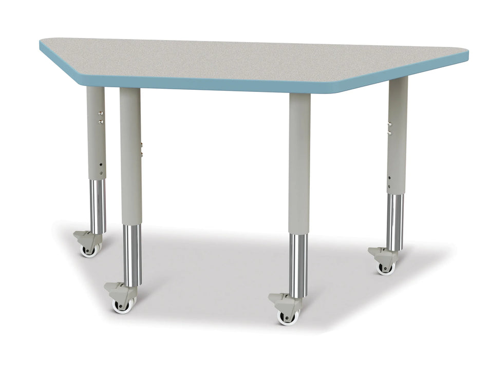 Berries® Trapezoid Activity Tables - 24" X 48", Mobile - Freckled Gray/Coastal Blue/Gray