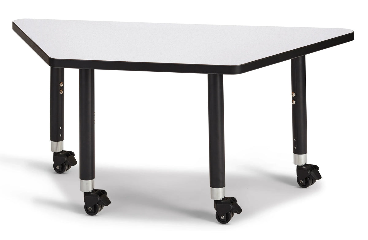 Berries® Trapezoid Activity Tables - 24" X 48", Mobile - Freckled Gray/Black/Black