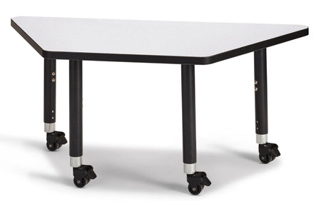Berries® Trapezoid Activity Tables - 24" X 48", Mobile - Freckled Gray/Black/Black