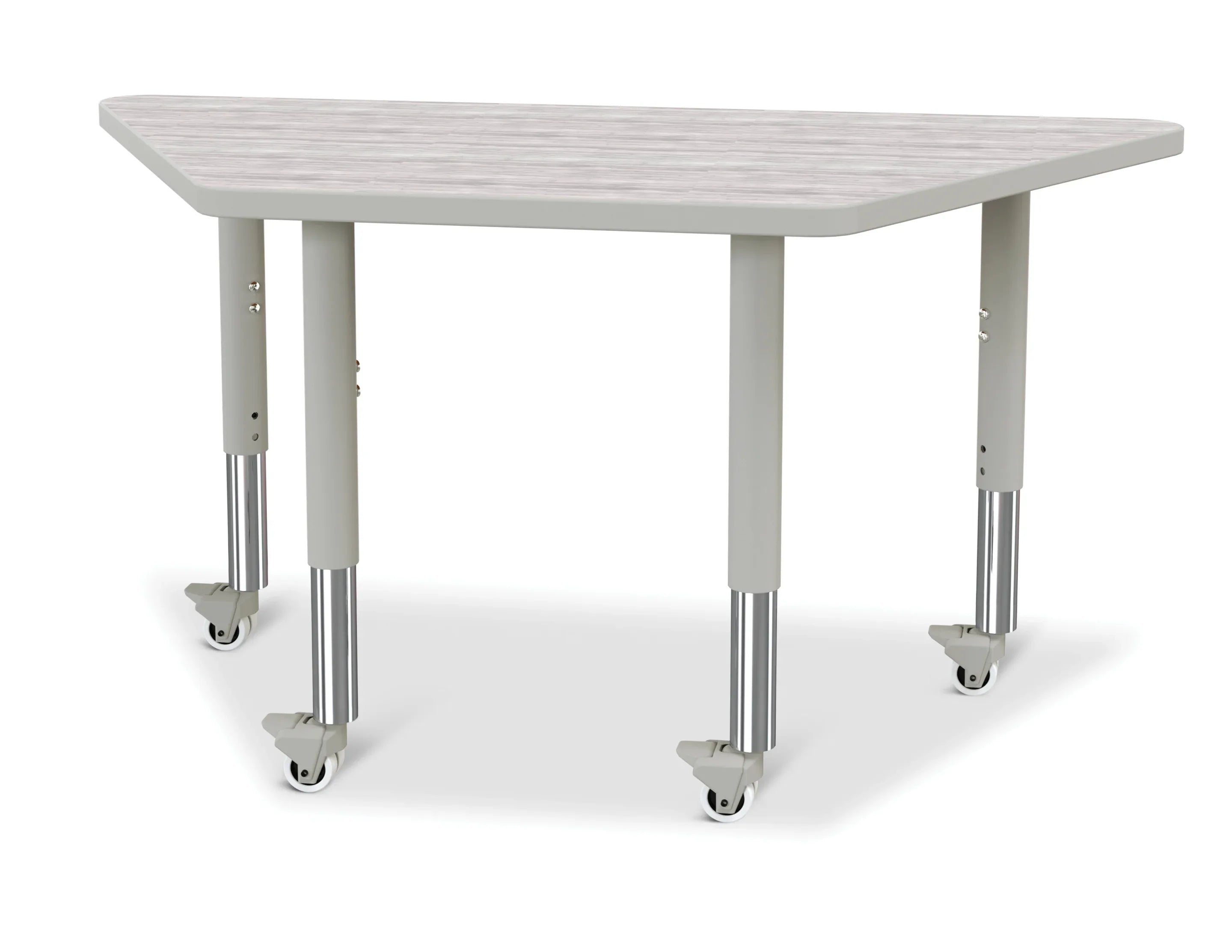 Berries® Trapezoid Activity Table - 24" X 48", Mobile - Driftwood Gray/Gray/Gray