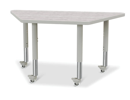 Berries® Trapezoid Activity Table - 24" X 48", Mobile - Driftwood Gray/Gray/Gray
