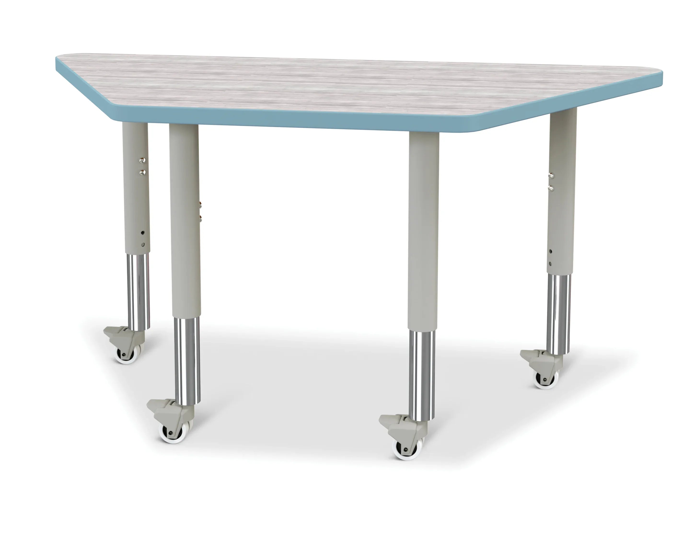 Berries® Trapezoid Activity Table - 24" X 48", Mobile - Driftwood Gray/Coastal Blue/Gray