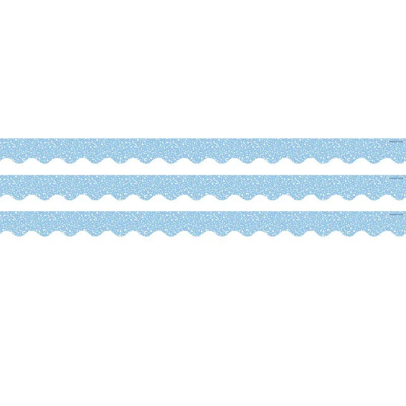 Composition Blue Scalloped Border Trim, 35 Feet Per Pack, 3 Packs