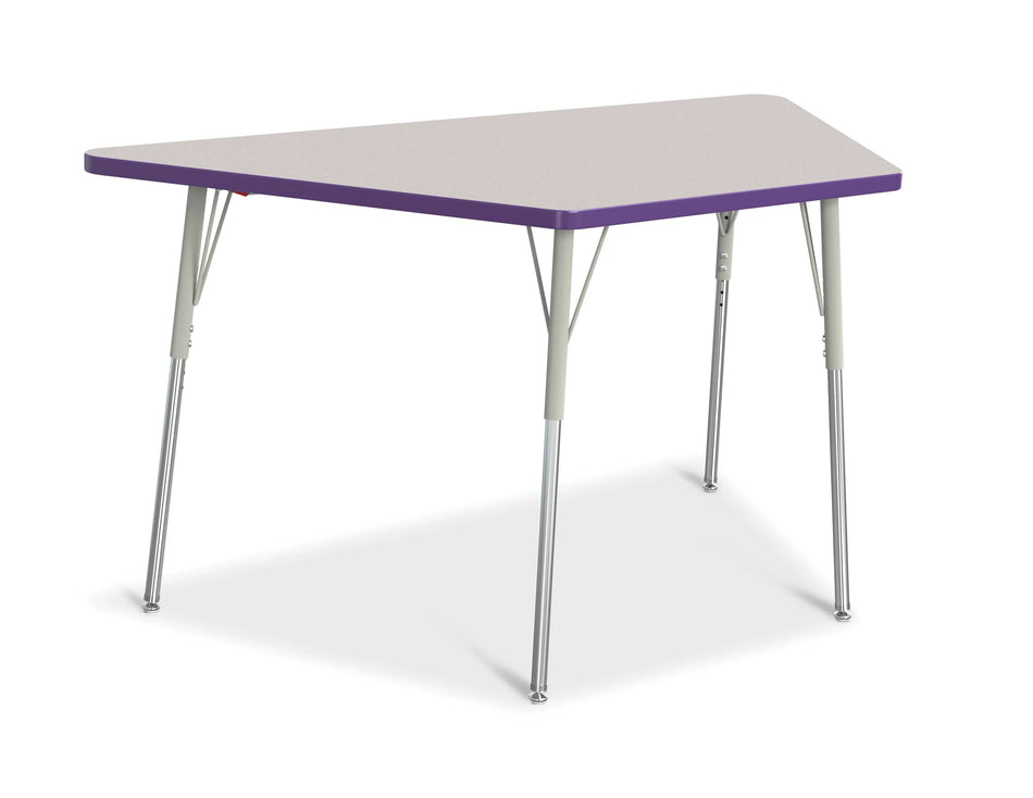 Berries® Trapezoid Activity Tables - 30" X 60", A-height - Freckled Gray/Purple/Gray