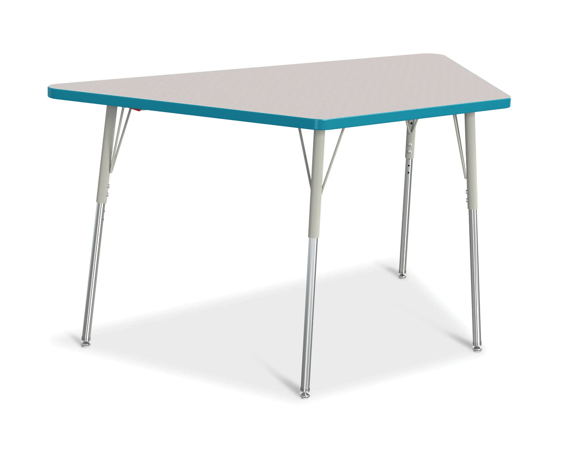 Berries® Trapezoid Activity Tables - 30" X 60", A-height - Freckled Gray/Teal/Gray