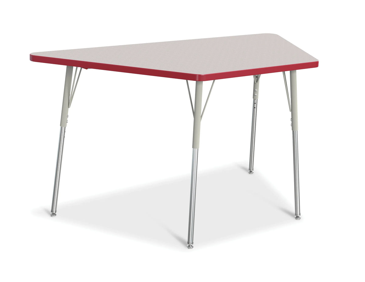 Berries® Trapezoid Activity Tables - 30" X 60", A-height - Freckled Gray/Red/Gray