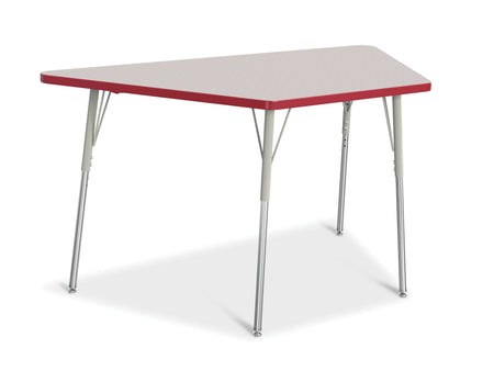 Berries® Trapezoid Activity Tables - 30" X 60", A-height - Freckled Gray/Red/Gray