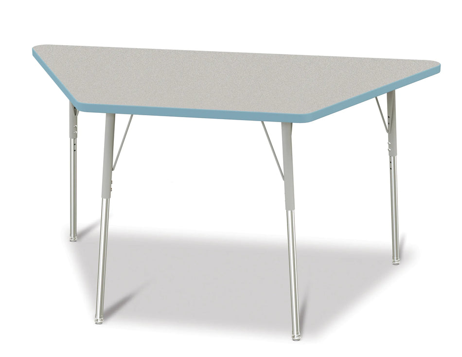 Berries® Trapezoid Activity Tables - 30" X 60", A-height - Freckled Gray/Coastal Blue/Gray