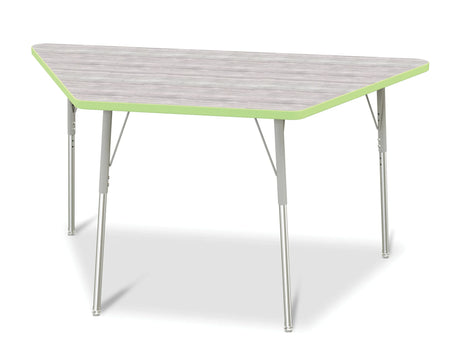 Berries® Trapezoid Activity Table - 30" X 60", A-height - Driftwood Gray/Key Lime/Gray