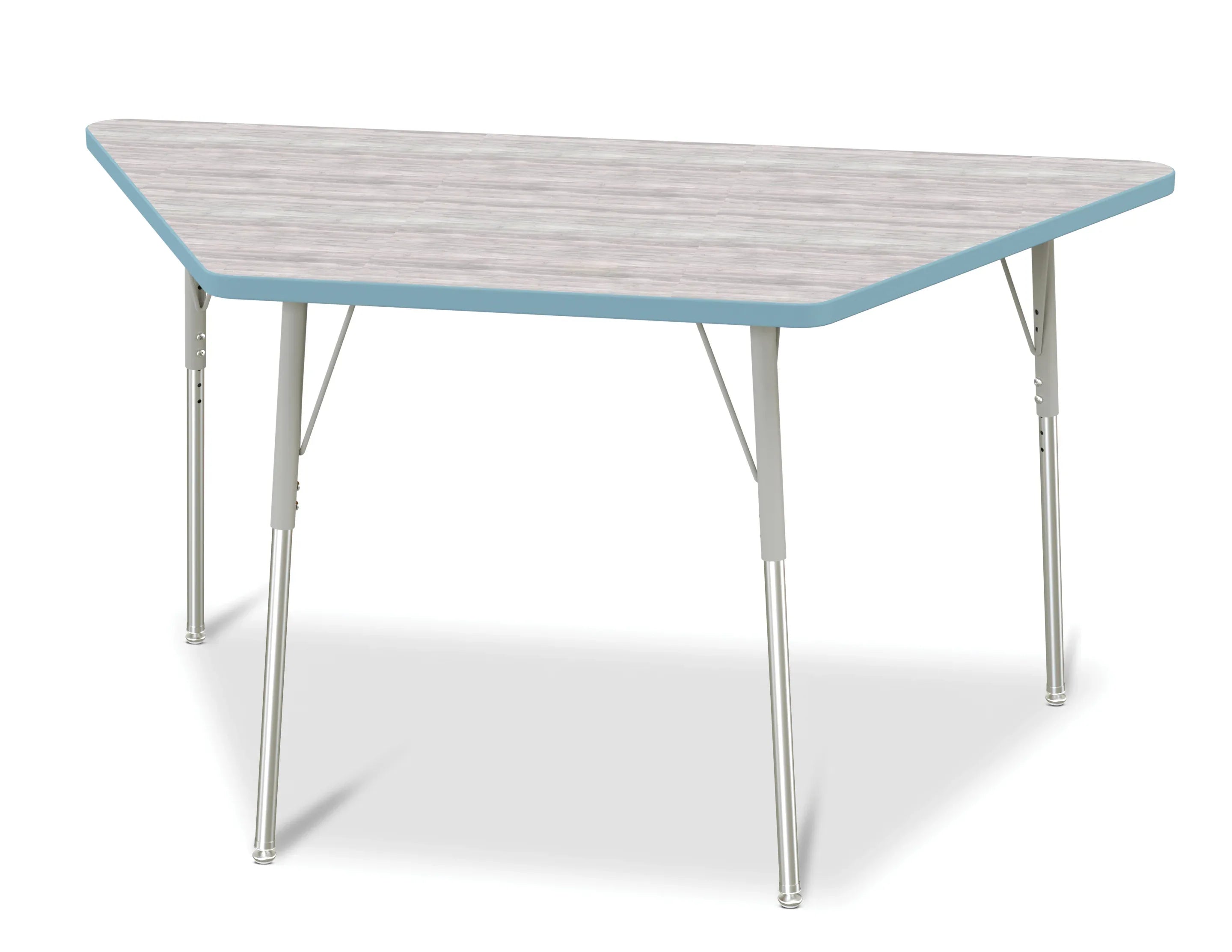 Berries® Trapezoid Activity Table - 30" X 60", A-height - Driftwood Gray/Coastal Blue/Gray