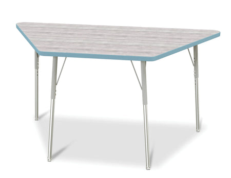 Berries® Trapezoid Activity Table - 30" X 60", A-height - Driftwood Gray/Coastal Blue/Gray