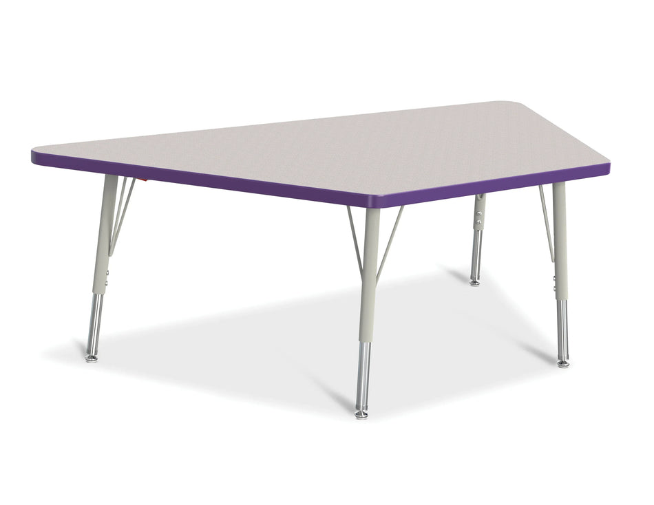 Berries® Trapezoid Activity Tables - 30" X 60", E-height - Freckled Gray/Purple/Gray