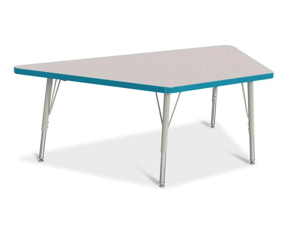 Berries® Trapezoid Activity Tables - 30" X 60", E-height - Freckled Gray/Teal/Gray