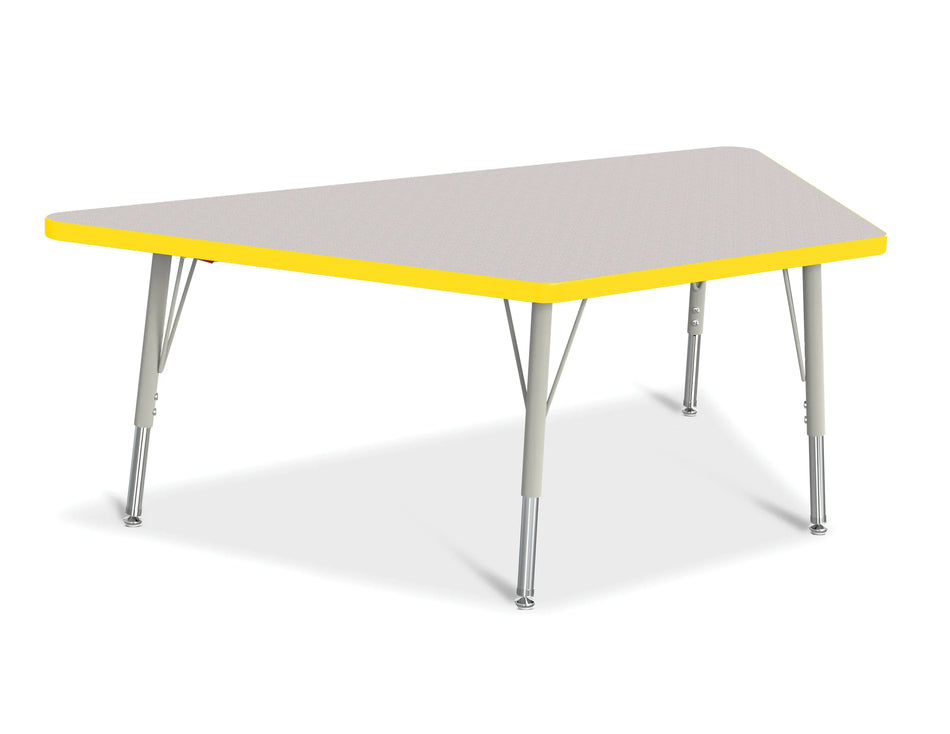 Berries® Trapezoid Activity Tables - 30" X 60", E-height - Freckled Gray/Yellow/Gray