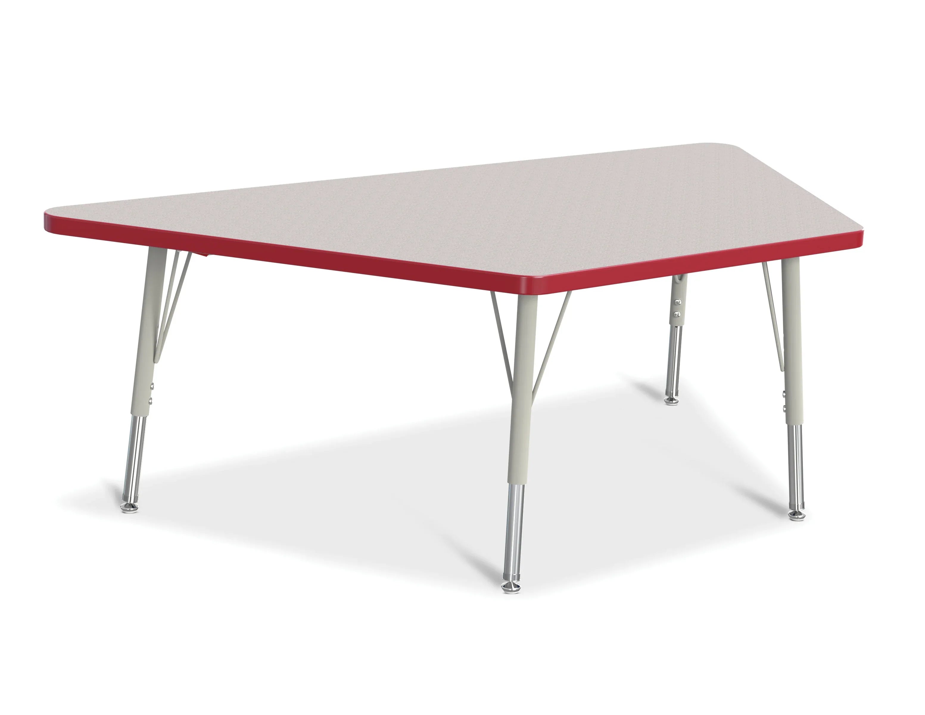 Berries® Trapezoid Activity Tables - 30" X 60", E-height - Freckled Gray/Red/Gray
