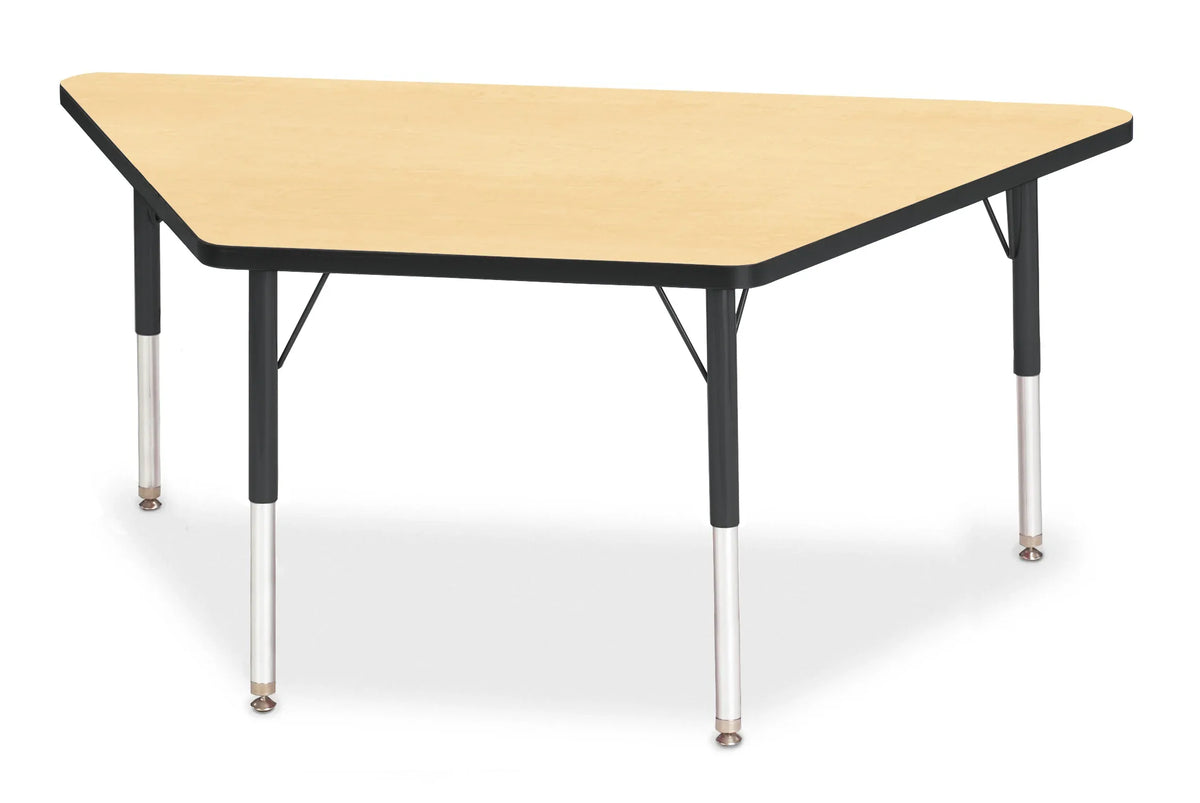 Berries® Trapezoid Activity Tables - 30" X 60", E-height - Maple/Black/Black