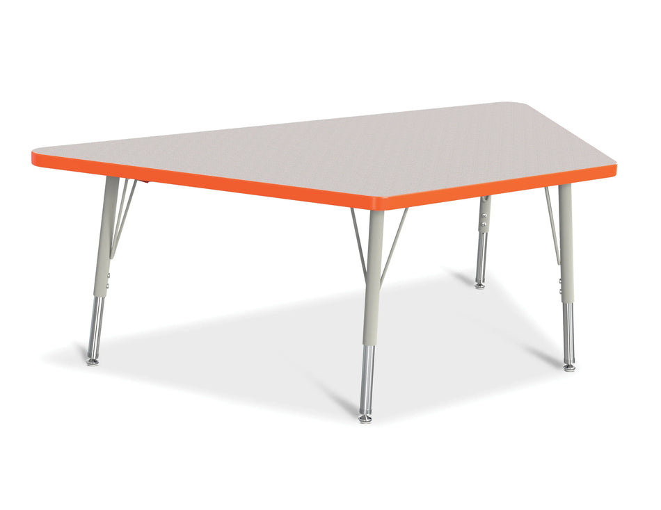 Berries® Trapezoid Activity Tables - 30" X 60", E-height - Freckled Gray/Orange/Gray