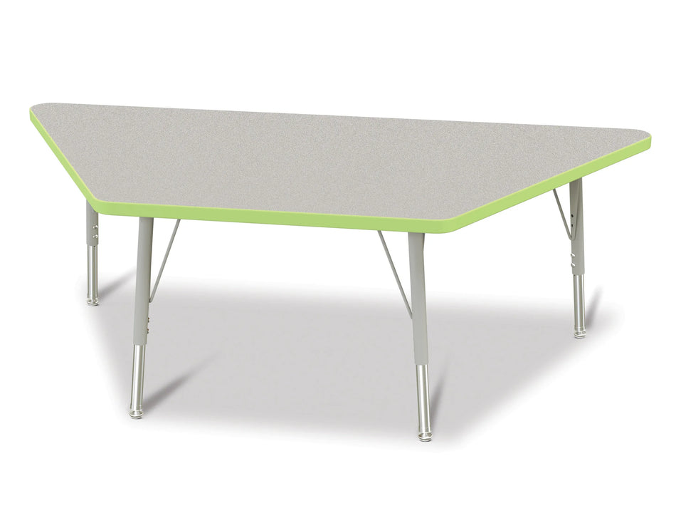 Berries® Trapezoid Activity Tables - 30" X 60", E-height - Freckled Gray/Key Lime/Gray