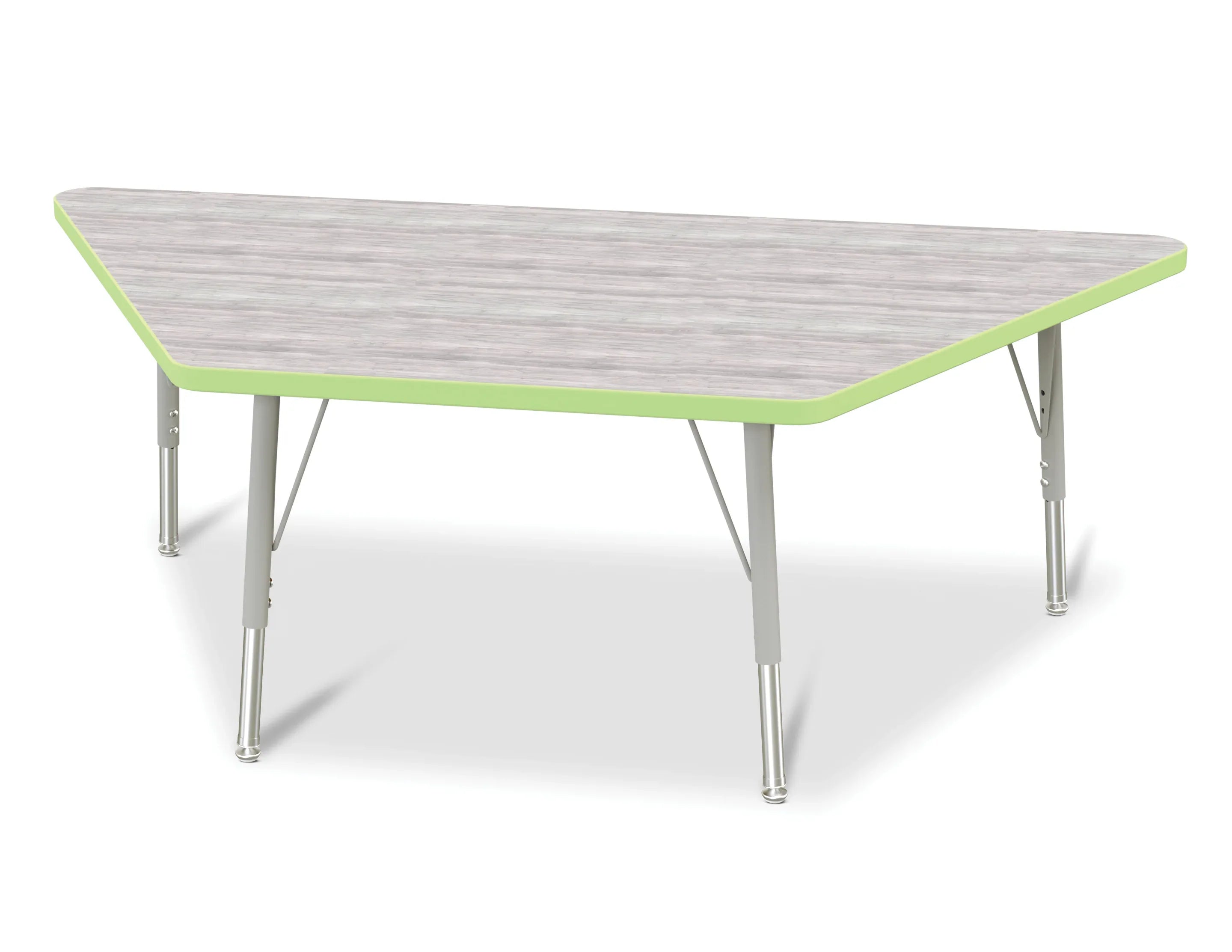 Berries® Trapezoid Activity Table - 30" X 60", E-height - Driftwood Gray/Key Lime/Gray