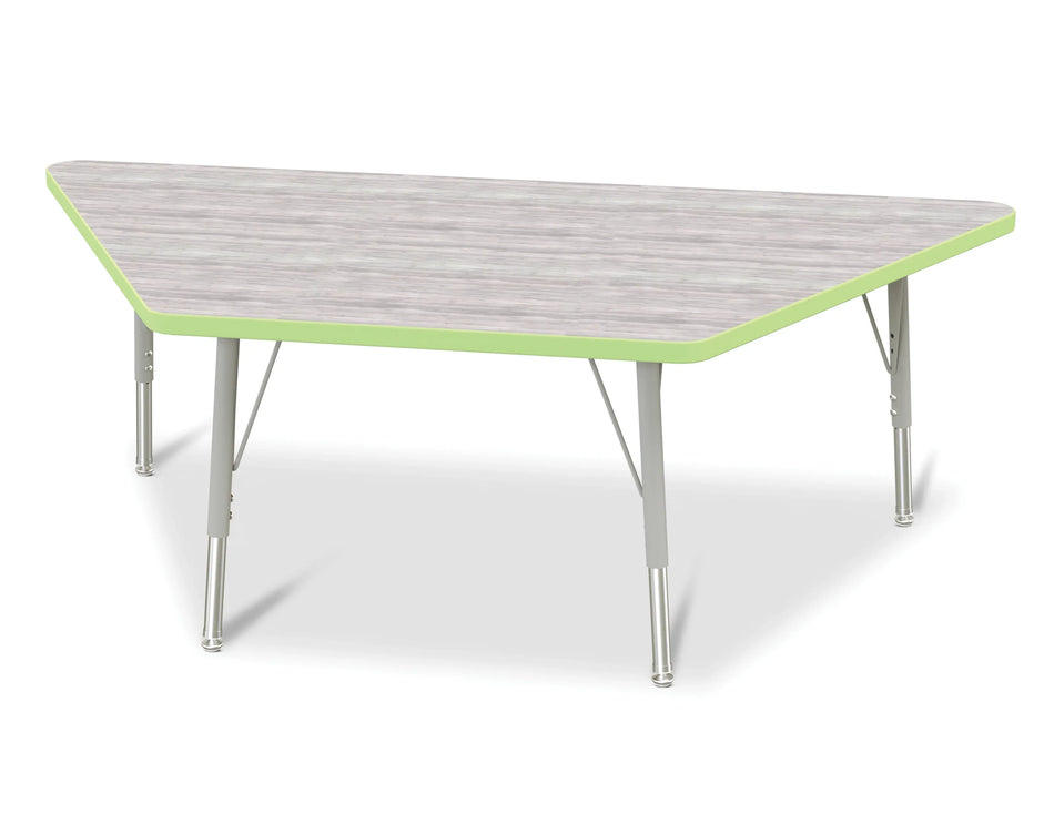 Berries® Trapezoid Activity Table - 30" X 60", E-height - Driftwood Gray/Key Lime/Gray